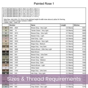 White Rose Cross Stitch Pattern | Oil Painting Style Floral Embroidery | Elegant Full Coverage Design in Ivory & Grey