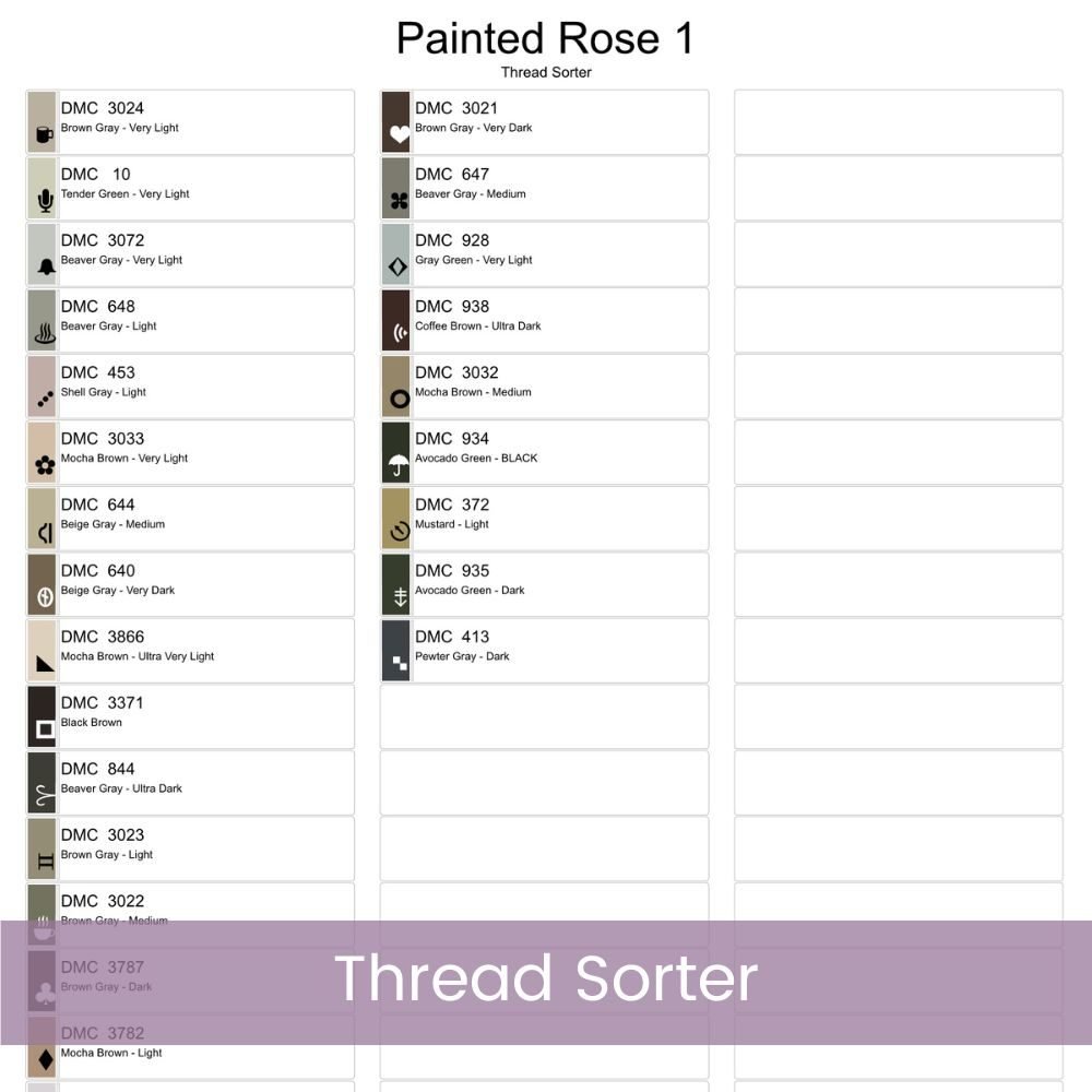 White Rose Cross Stitch Pattern | Oil Painting Style Floral Embroidery | Elegant Full Coverage Design in Ivory & Grey