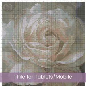 White Rose Cross Stitch Pattern 2 | Oil Painting Style Floral Embroidery | Elegant Full Coverage Design in Ivory & Grey