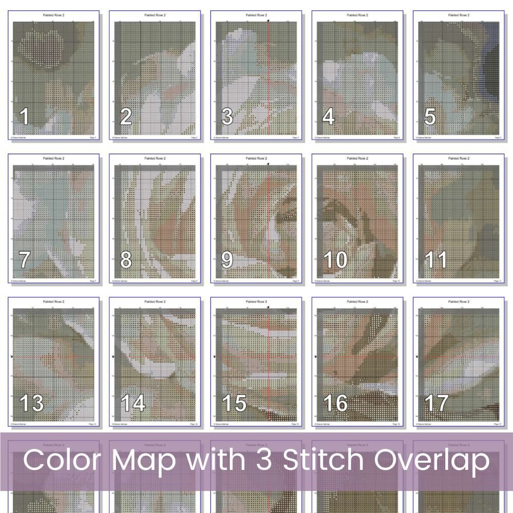 White Rose Cross Stitch Pattern 2 | Oil Painting Style Floral Embroidery | Elegant Full Coverage Design in Ivory & Grey