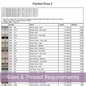 White Rose Cross Stitch Pattern 2 | Oil Painting Style Floral Embroidery | Elegant Full Coverage Design in Ivory & Grey