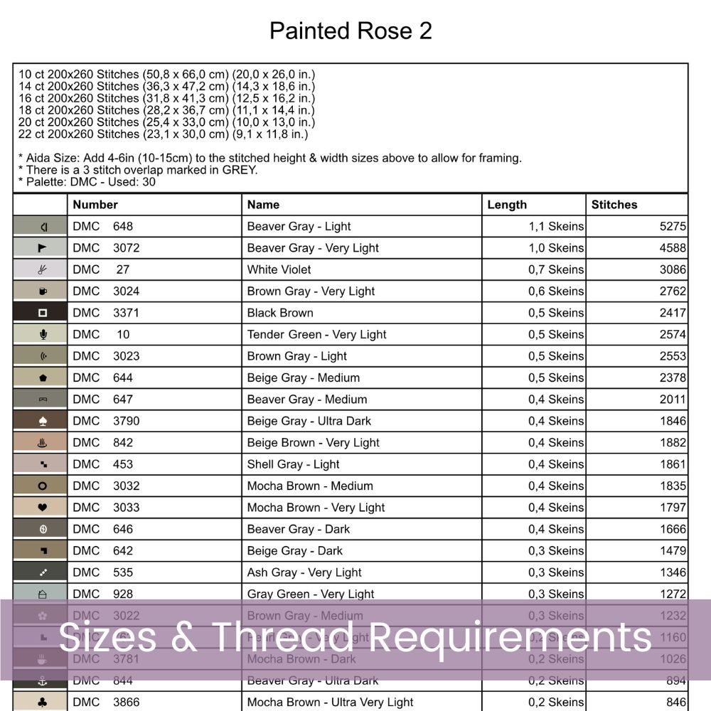 White Rose Cross Stitch Pattern 2 | Oil Painting Style Floral Embroidery | Elegant Full Coverage Design in Ivory & Grey