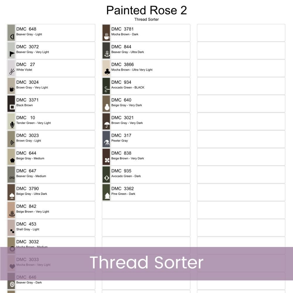 White Rose Cross Stitch Pattern 2 | Oil Painting Style Floral Embroidery | Elegant Full Coverage Design in Ivory & Grey