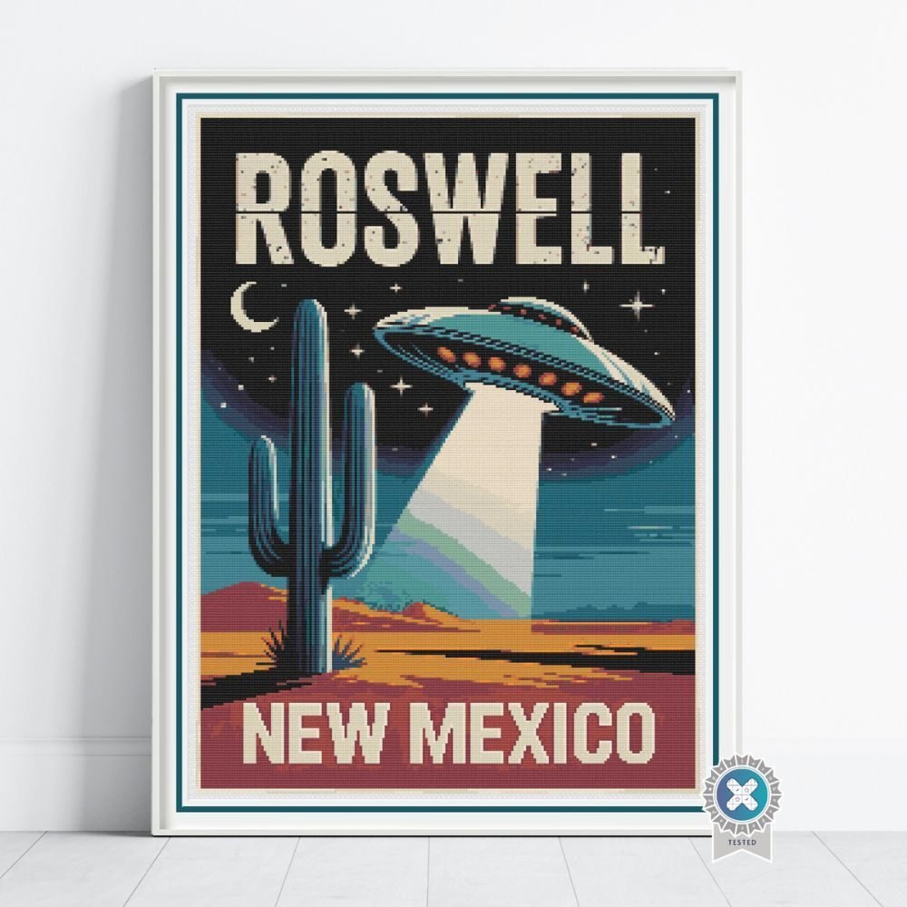 Roswell Travel Poster Cross Stitch Pattern