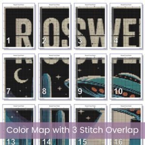 🛸 Celebrate the mystery and magic of the Southwest with this Retro Travel Poster Cross Stitch Pattern Book for Roswell, New Mexico 👽