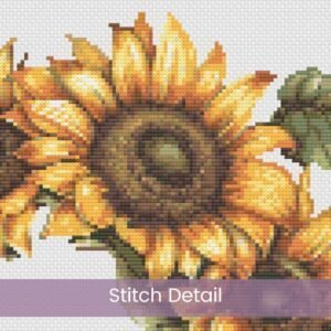 Sunflower Wreath Cross Stitch Pattern | Gingham Ribbon Floral Embroidery | Partial Coverage PDF