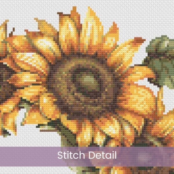 Sunflower Wreath Cross Stitch Pattern | Gingham Ribbon Floral Embroidery | Partial Coverage PDF