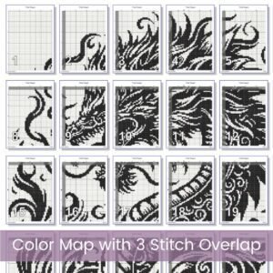 Tribal Dragon Cross Stitch Pattern | Black Silhouette Embroidery | Partial Coverage PDF | Digital Download
