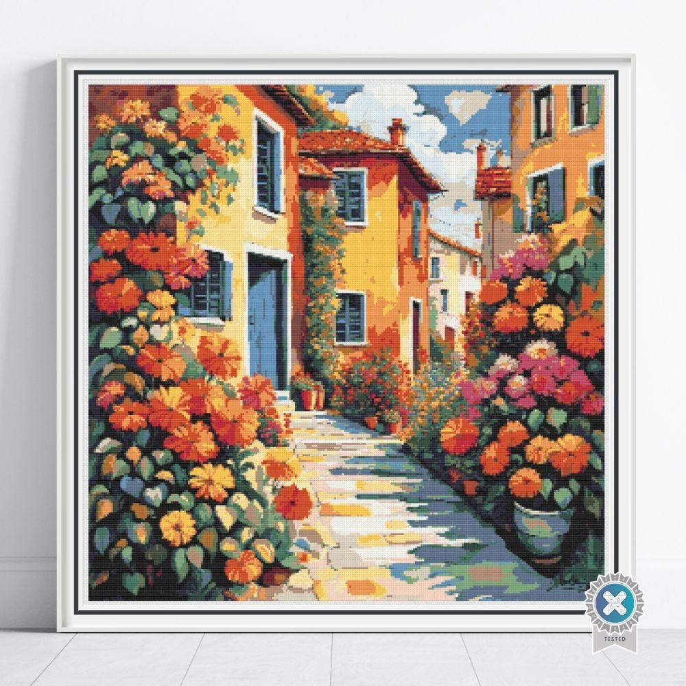 Streets in Bloom Cross Stitch Pattern