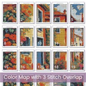 🌺Bring color and charm to your stitching with this Streets in Bloom Cross Stitch Pattern — a full coverage design bursting with life and detail!