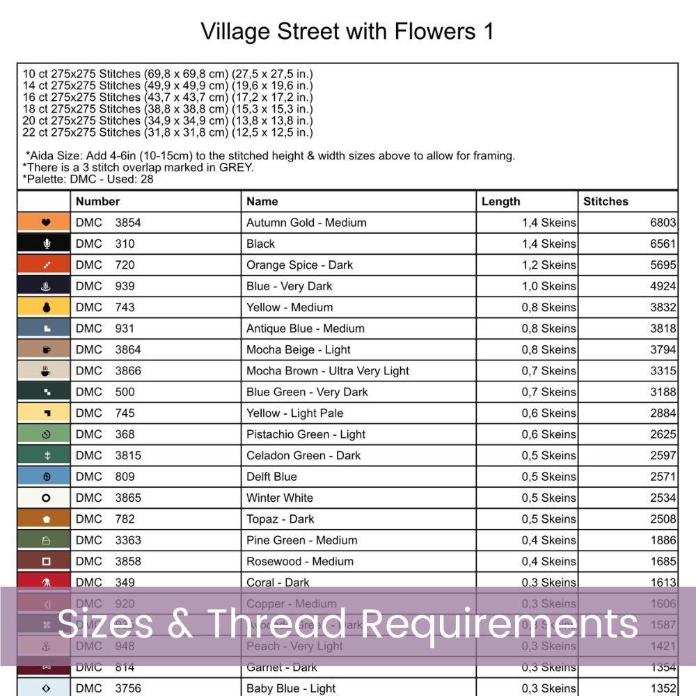 🌺Bring color and charm to your stitching with this Streets in Bloom Cross Stitch Pattern — a full coverage design bursting with life and detail!