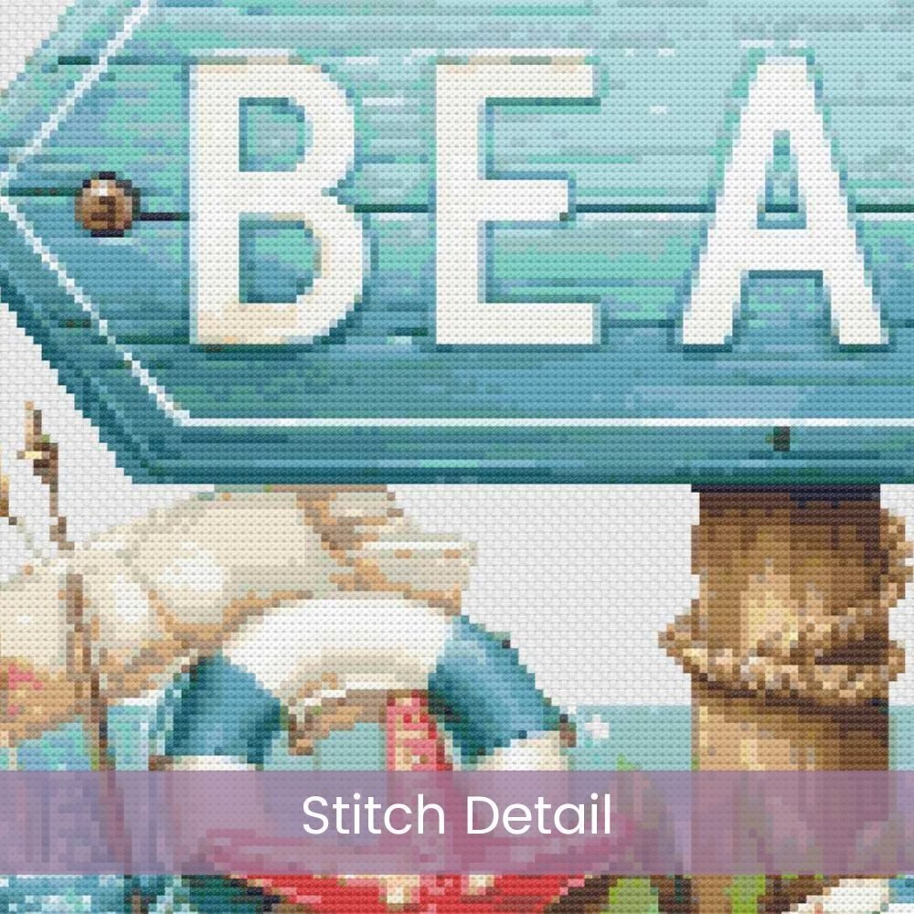 Beach Signpost Cross Stitch Pattern