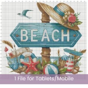 Beach Signpost Cross Stitch Pattern
