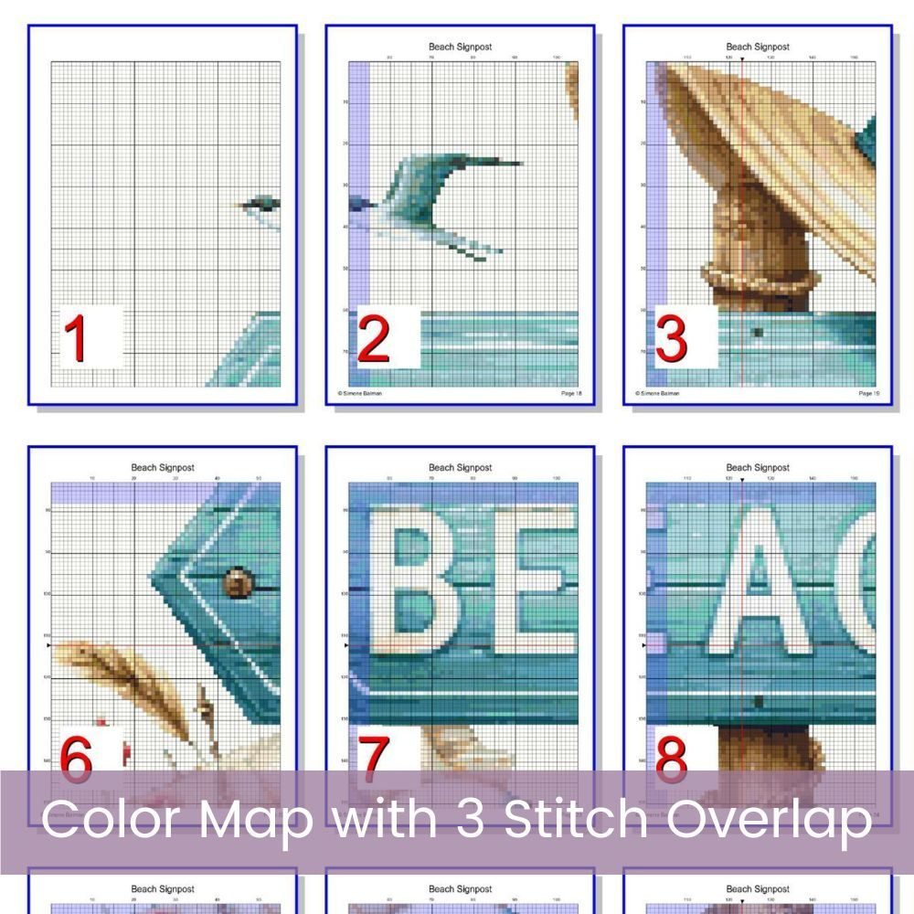 Beach Signpost Cross Stitch Pattern