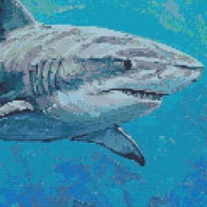 Bull Shark Cross Stitch Pattern, Full Coverage Marine Oil-Painting Style PDF, Multi-Brand Floss Conversions