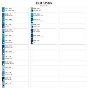 Bull Shark Cross Stitch Pattern, Full Coverage Marine Oil-Painting Style PDF, Multi-Brand Floss Conversions