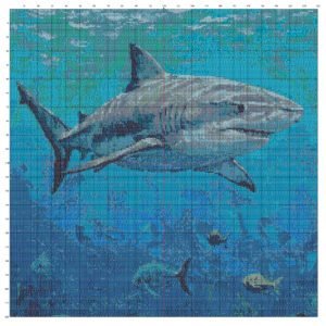Bull Shark Cross Stitch Pattern, Full Coverage Marine Oil-Painting Style PDF, Multi-Brand Floss Conversions