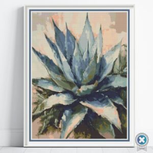 Agave Plant Cross Stitch Pattern, Cactus Oil Plant Painting PDF Download, Full Coverage, Floss Conversions