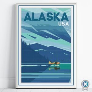 Alaska Travel Poster Cross Stitch Pattern