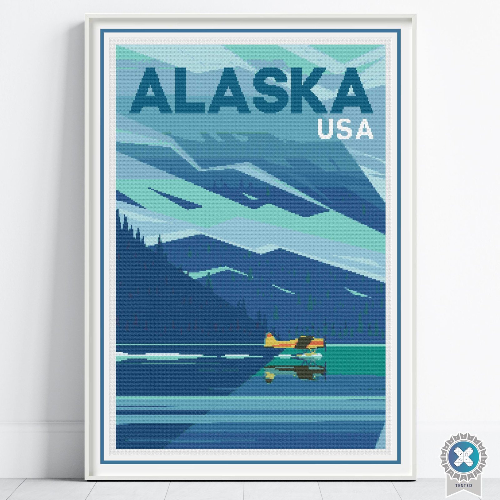 Alaska Travel Poster Cross Stitch Pattern