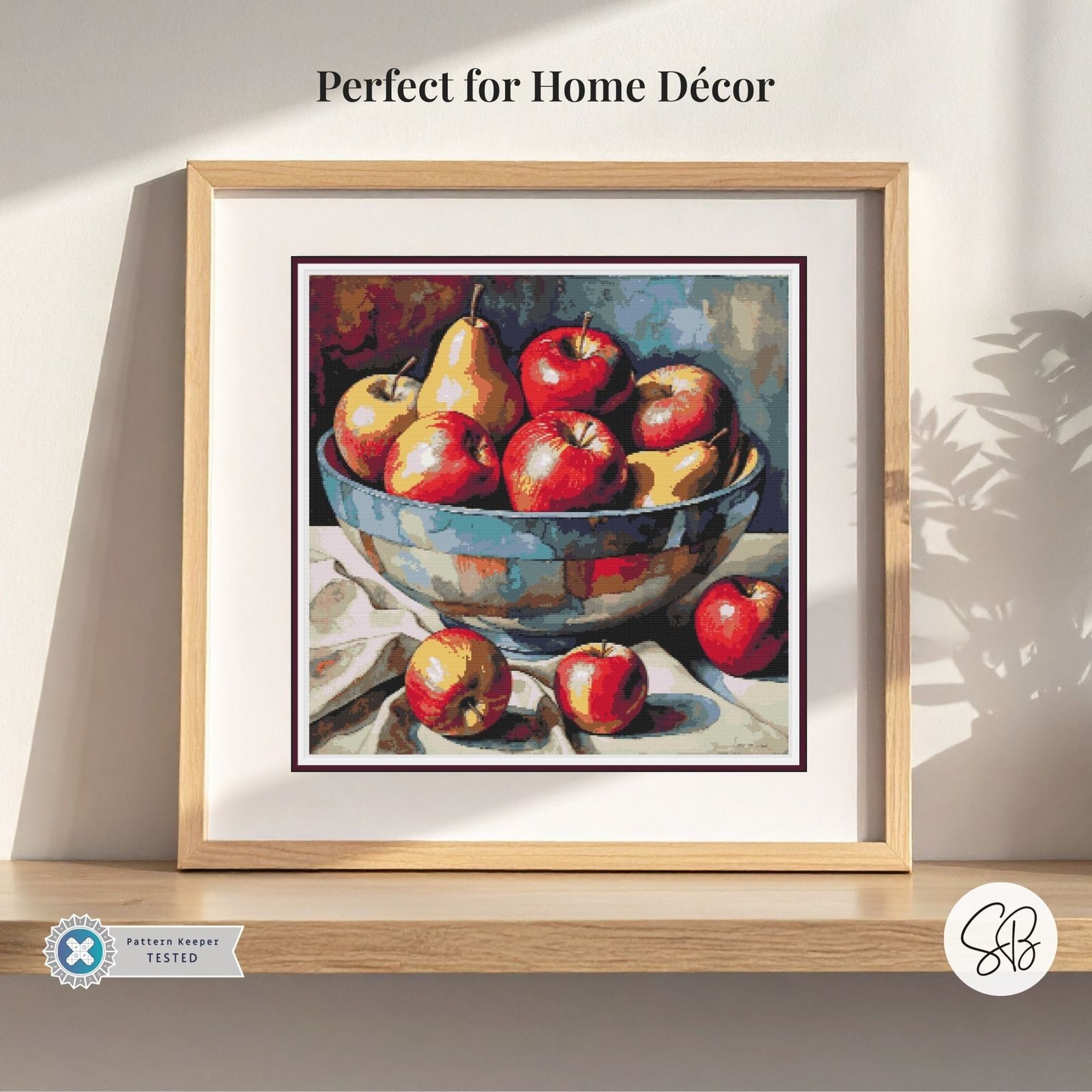 Apples & Pears Cross Stitch Pattern, Fruit Painting Instant PDF Download, Full Coverage, Floss Conversions