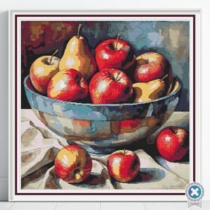 Apples & Pears Cross Stitch Pattern, Fruit Painting Instant PDF Download, Full Coverage, Floss Conversions