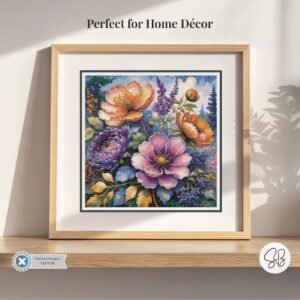 Enchanted Garden Cross Stitch Pattern, Floral Embroidery, Instant Download, Full Coverage, Floss Conversions
