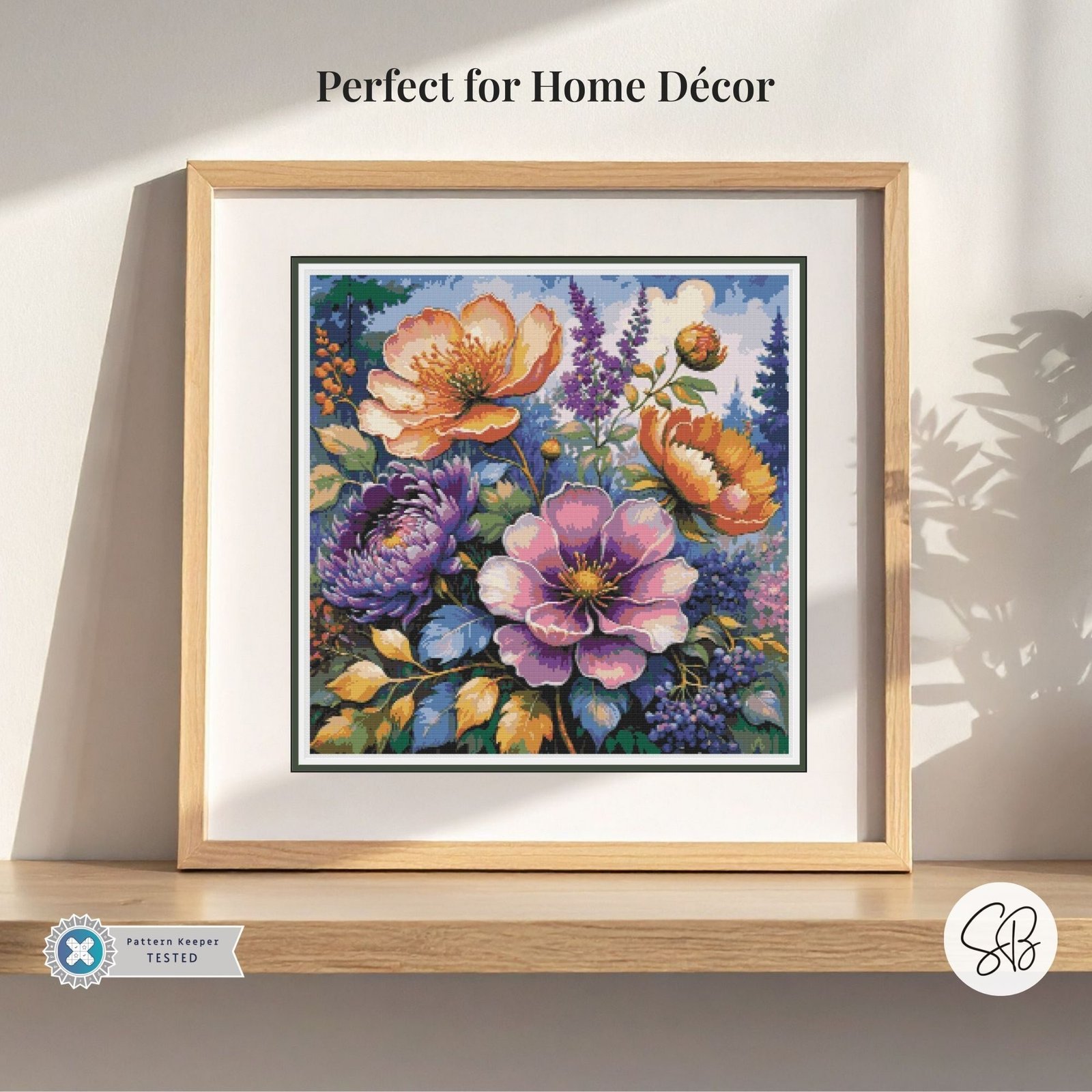 Enchanted Garden Cross Stitch Pattern, Floral Embroidery, Instant Download, Full Coverage, Floss Conversions