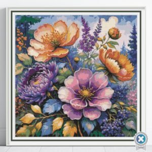 Enchanted Garden Cross Stitch Pattern, Floral Embroidery, Instant Download, Full Coverage, Floss Conversions