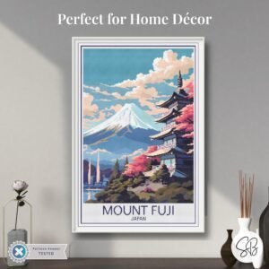 Mount Fuji Japan Travel Poster Cross Stitch Pattern, Japanese Mountain Embroidery Design, Floss Conversions
