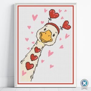 Silly Goose Valentine Cross Stitch Pattern, Heart Goose Embroidery, Funny Holiday Decor, Floss Conversions