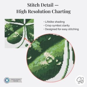 Four Leaf Clover Cross Stitch Pattern, Lucky Clover Embroidery PDF, Instant Download, Floss Conversions