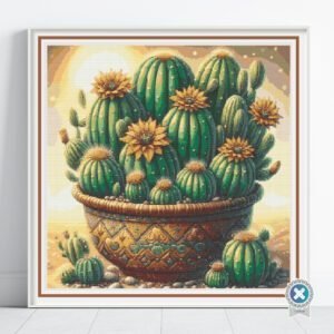 Southwest Cactus Pot Cross Stitch Pattern, Boho Embroidery, Cactus Decor PDF, Floss Conversions