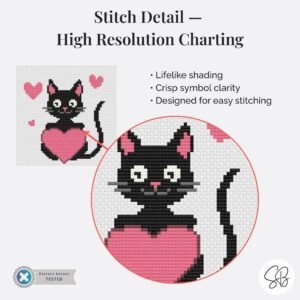 Valentine Cats Cross Stitch Pattern, Love Cats Embroidery, Funny Holiday Decor, Floss Conversions