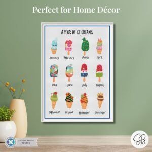 A Year of Ice Cream Cross Stitch Pattern, Seasonal Treats Sampler, Instant Download, Floss Conversions