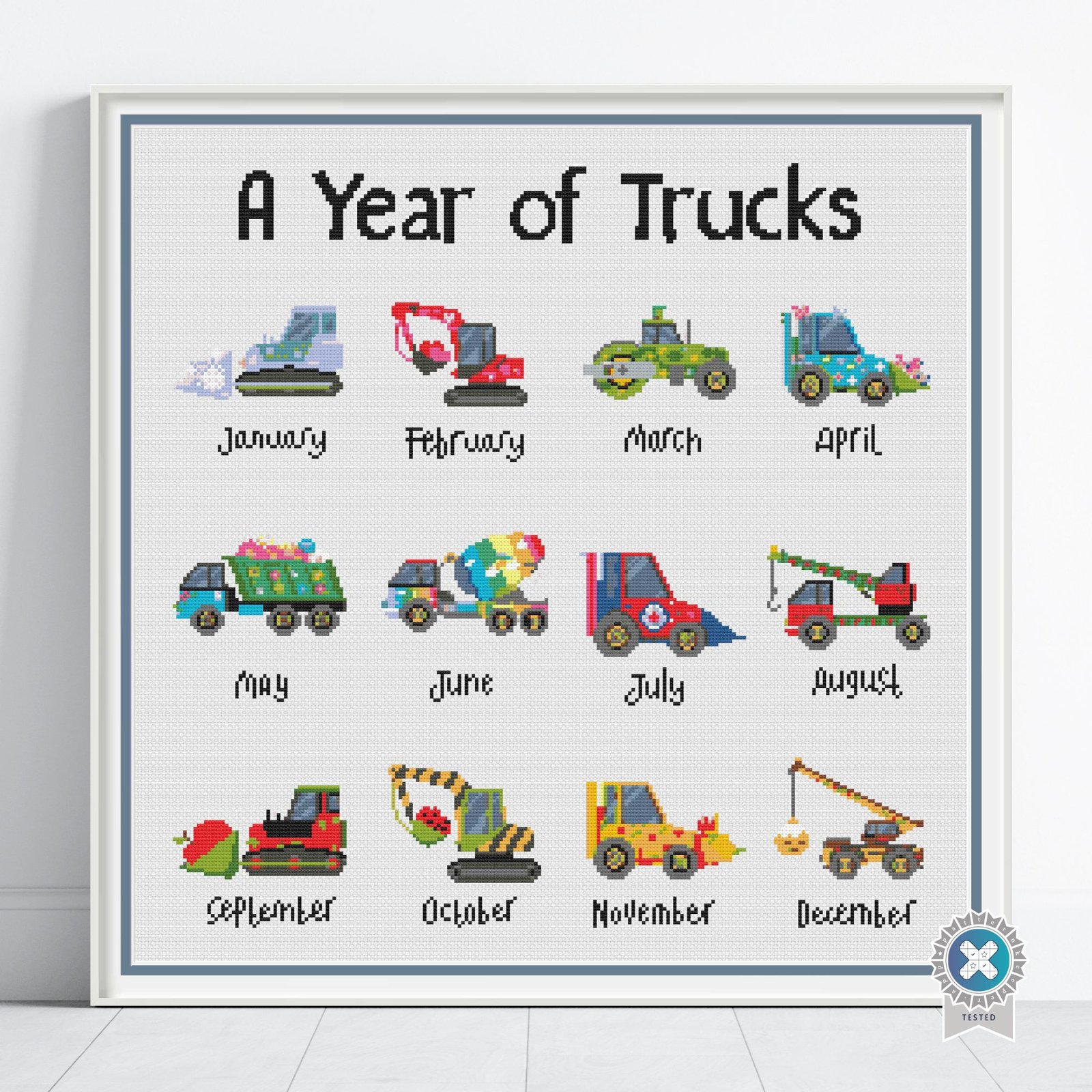 A Year of Trucks Cross Stitch Pattern