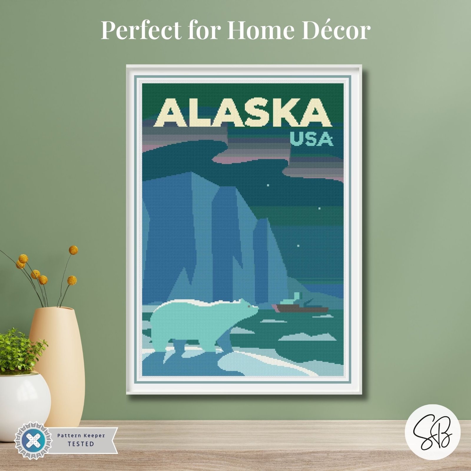 Alaska Travel Poster Cross Stitch Pattern - Image 5