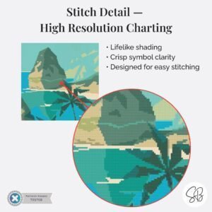 Bali Travel Poster Cross Stitch Pattern, Indonesia Travel Embroidery, Indonesian Wall Art, Floss Conversions