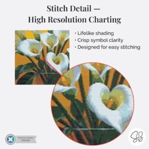 Cala Lily Cross Stitch Pattern, Full Coverage, Floral PDF, Pattern Keeper, Floss Conversions