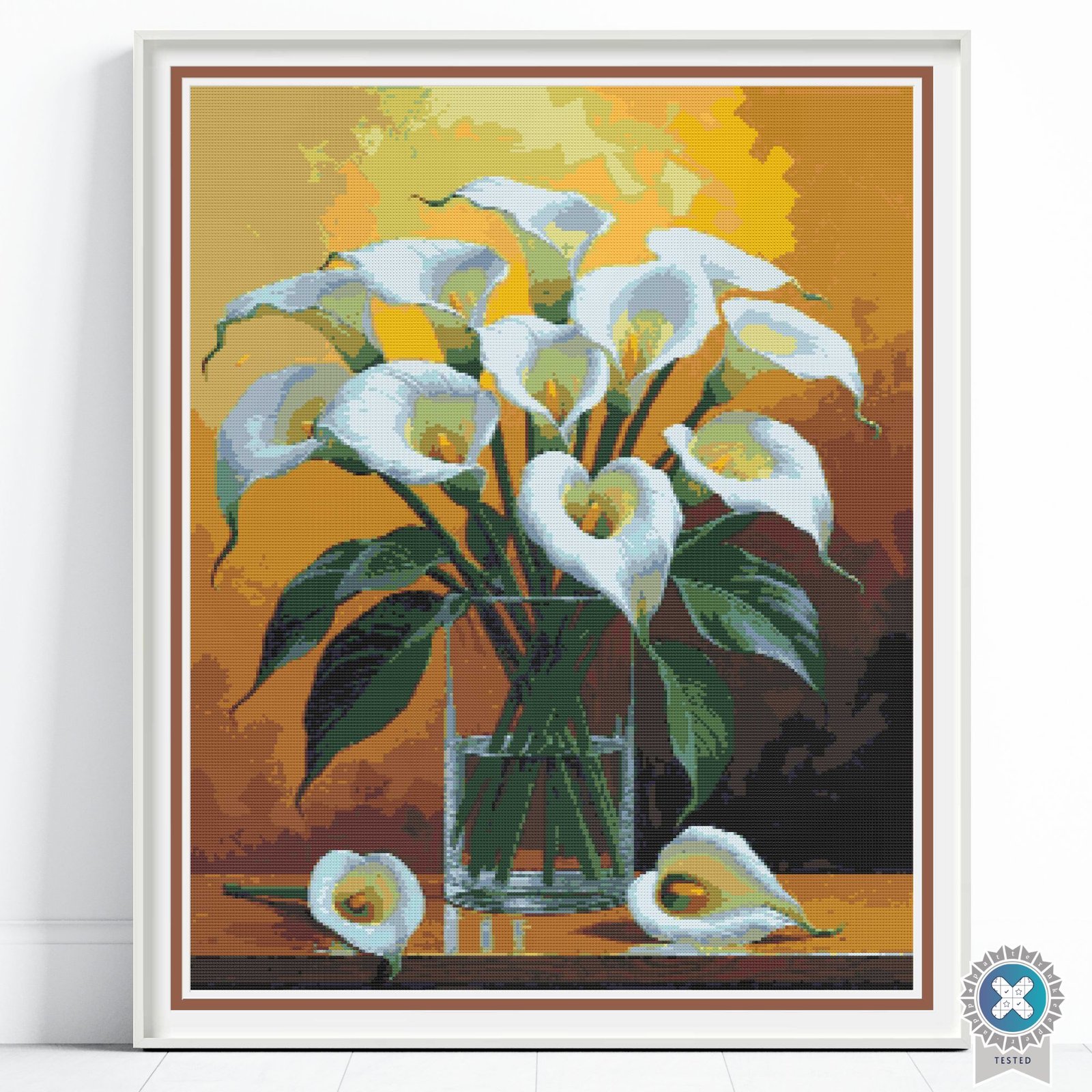 Cala Lily Cross Stitch Pattern, Full Coverage, Floral PDF, Pattern Keeper, Floss Conversions