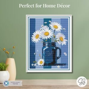 Farmhouse Daisies Cross Stitch, Modern Floral Embroidery, Summer Wildflowers, PDF Download, Floss Conversions