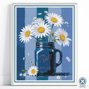 Farmhouse Daisies Cross Stitch, Modern Floral Embroidery, Summer Wildflowers, PDF Download, Floss Conversions