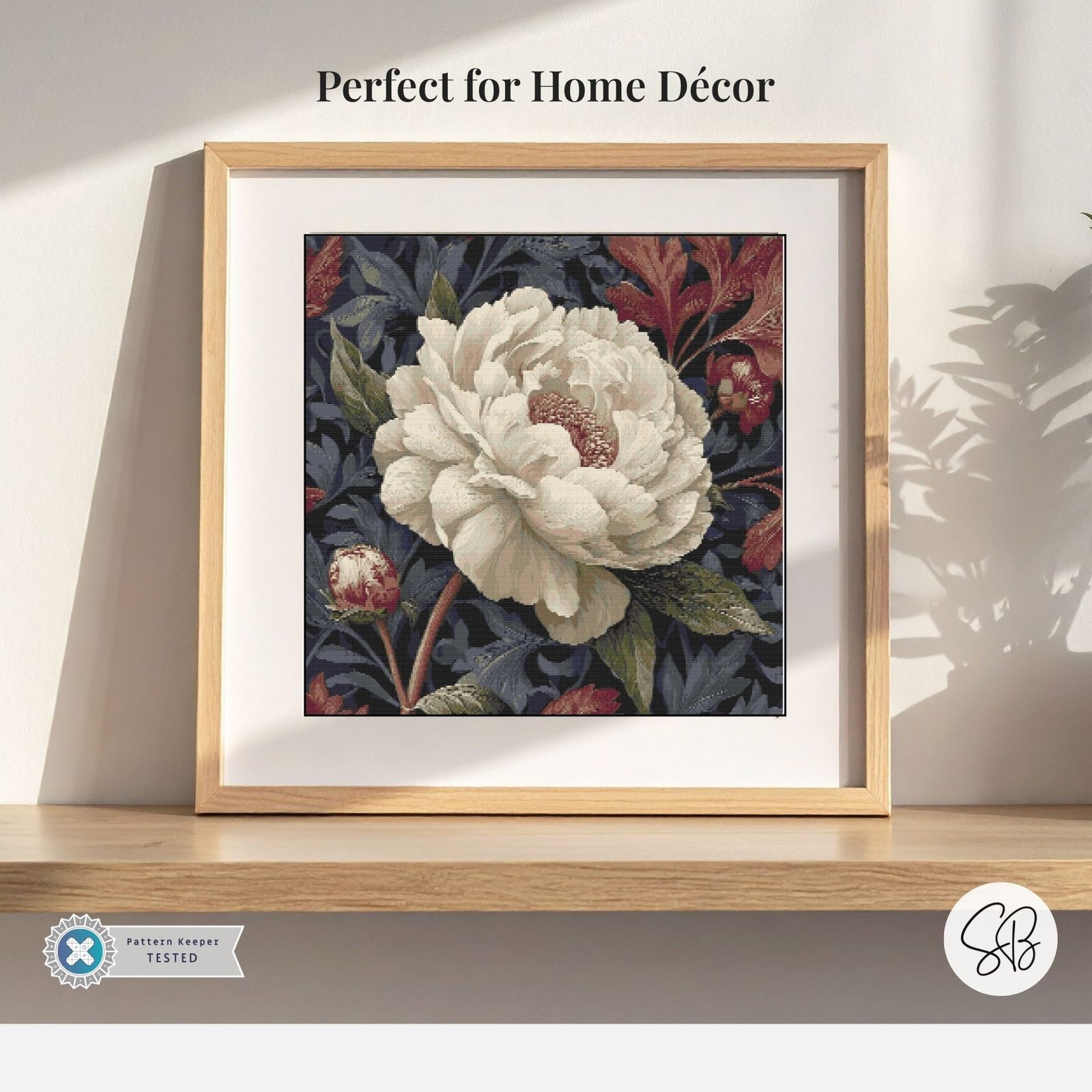 William Morris Peony Flower Cross Stitch Pattern - Image 5
