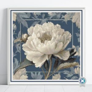 William Morris Peony Flower Cross Stitch Pattern, Art Nouveau Embroidery, PDF, PatternKeeper, Floss Conversions