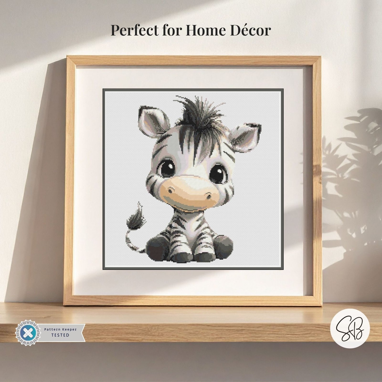 Whimsical Baby Zebra Cross Stitch Pattern, Safari Nursery Decor, Instant Download, PatternKeeper, Floss Conversions