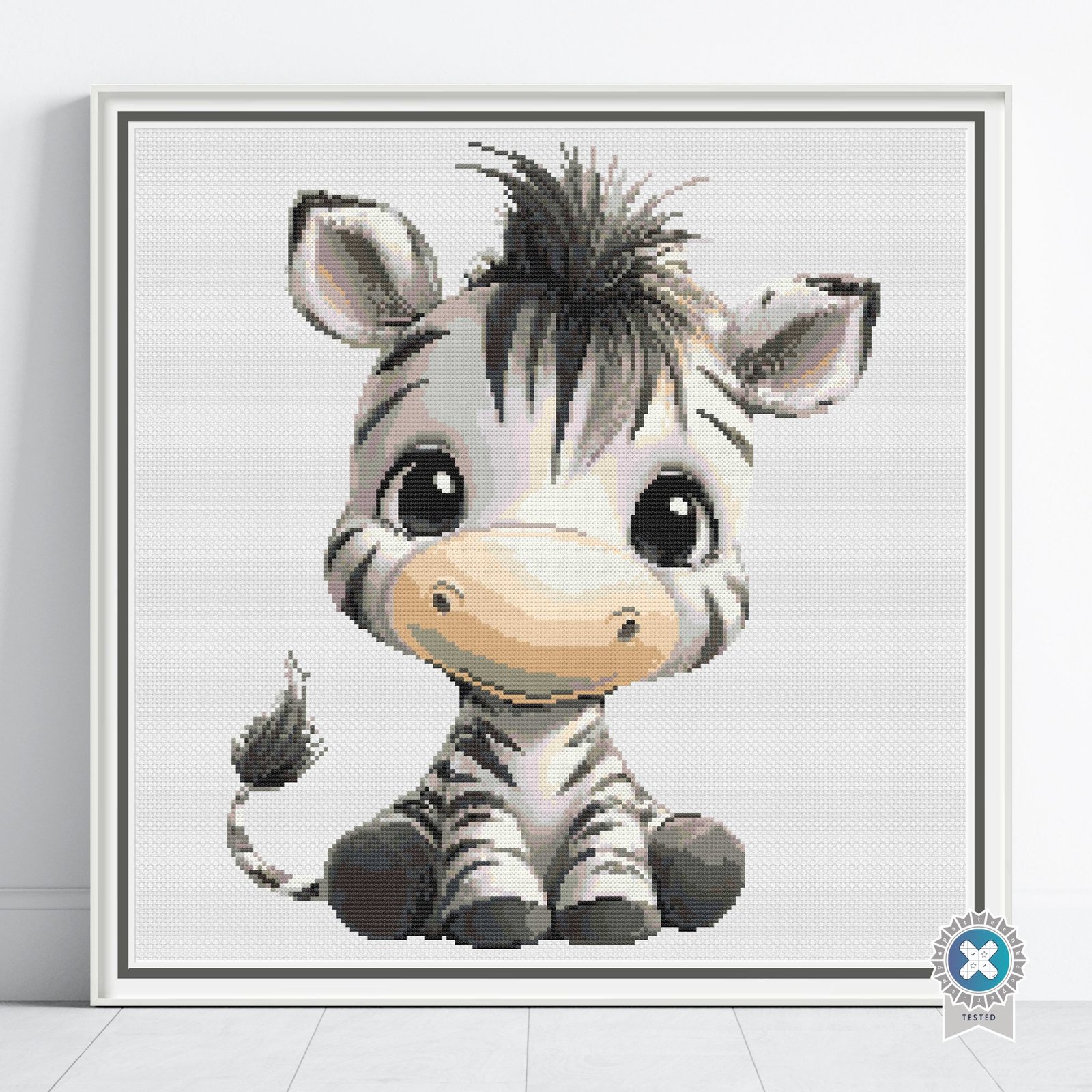 Whimsical Baby Zebra Cross Stitch Pattern, Safari Nursery Decor, Instant Download, PatternKeeper, Floss Conversions